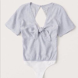 NWT- Abercrombie blue and white tie bodysuit